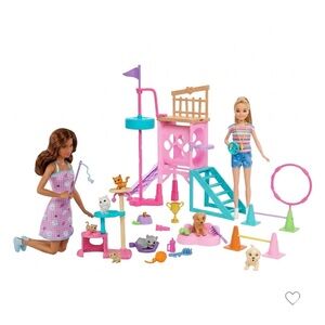 Barbie kitty condo and dog rescue puppy playground sets